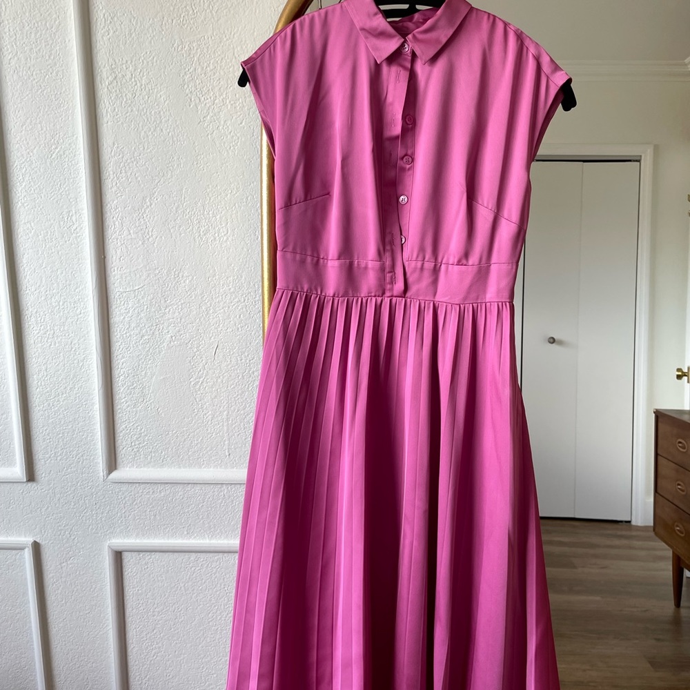 J Crew Pink Satin Pleated Dress from size 0P